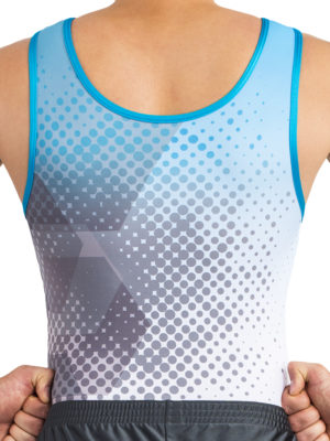 ERVY Turntrikot, in blau - weiß ohne Arme mit grauem Detail