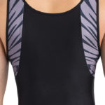 ERVY Trikot für Kunstturnen in schwarz mit Print entlang der Schultereinsätze