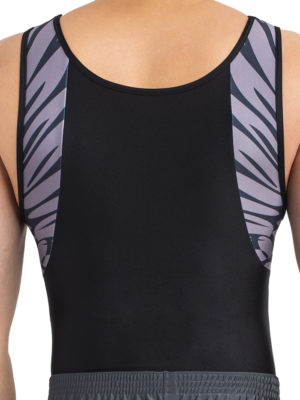 ERVY Trikot für Kunstturnen in schwarz mit Print entlang der Schultereinsätze