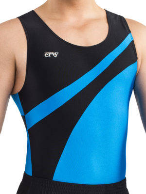 ERVY Turnanzug für Jungen, ohne Arm, in schwarz und azur