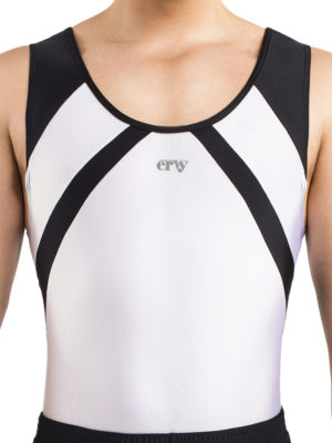 ERVY Turntrikot, weiß mit in schwarz wechselnden Rücken, ideal auch für Kunstrad, Rhönrad oder Trampolin