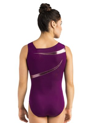 ERVY Turnanzug ohne Arme mit Glanz in den Farben schwarz, pink, lila.