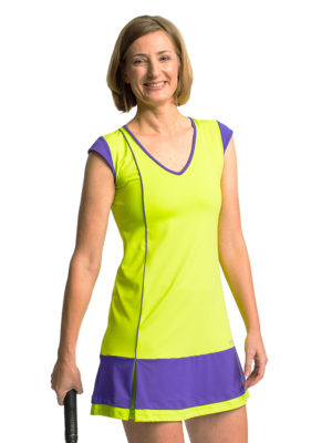 Tenniskleid mit Cap-Ärmeln und einem V-Ausschnitt vorne