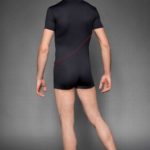 Ballettbekleidung Kurzarm mit diagonaler Paspel und Hotpantbeine
