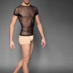 Basic T-Shirt für Herren aus schwarzem Tüll