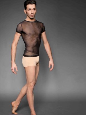 Basic T-Shirt für Herren aus schwarzem Tüll