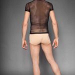 Basic T-Shirt für Herren aus schwarzem Tüll