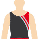 ERVY leotard mit wellenförmigen Einsätzen, ohne Arm, in grau, hellrot und silber