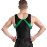 Turntrikot schwarz mit grünen und weißen Applikationen