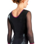 Turnanzug, 3/4 Arm, Schwarz, Strassmotiv, Tüllarme,