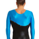 Turnanzug, langarm, schwarz/blau, Strassmotiv, Strasssteine