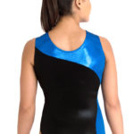Turnanzug, ohne Arm, Glänzend, mehrfarbig, blau