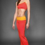 Trainingshose, Klappbund, orange, lang