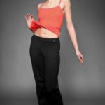 ERVY Jazzpants schwarz, Dance Pants, Langes Top, Spaghettiträger, orange