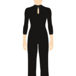 ERVY Basic Overall mit 3/4 Arm, Stehbund, Jazz-Bein und Tropfenverschluss