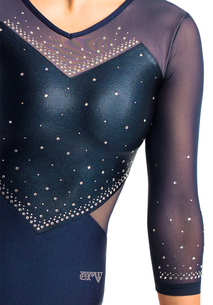 Fldy Damen Ganzkörper-Turnanzug - Glitzer Langarm Mit Stehkragen