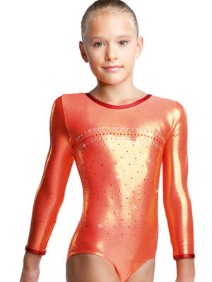 Orange Gymnastics Leotard EDITA/1 with 3/4 Sleeve