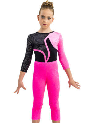 Dynamic Gift Set: Sporty Velvet Gymnastics Leotard with Capri Tights