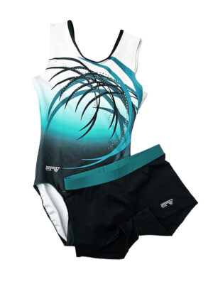 Printed Gymnastics Leotard Bundle with Matching Hipster Shorts